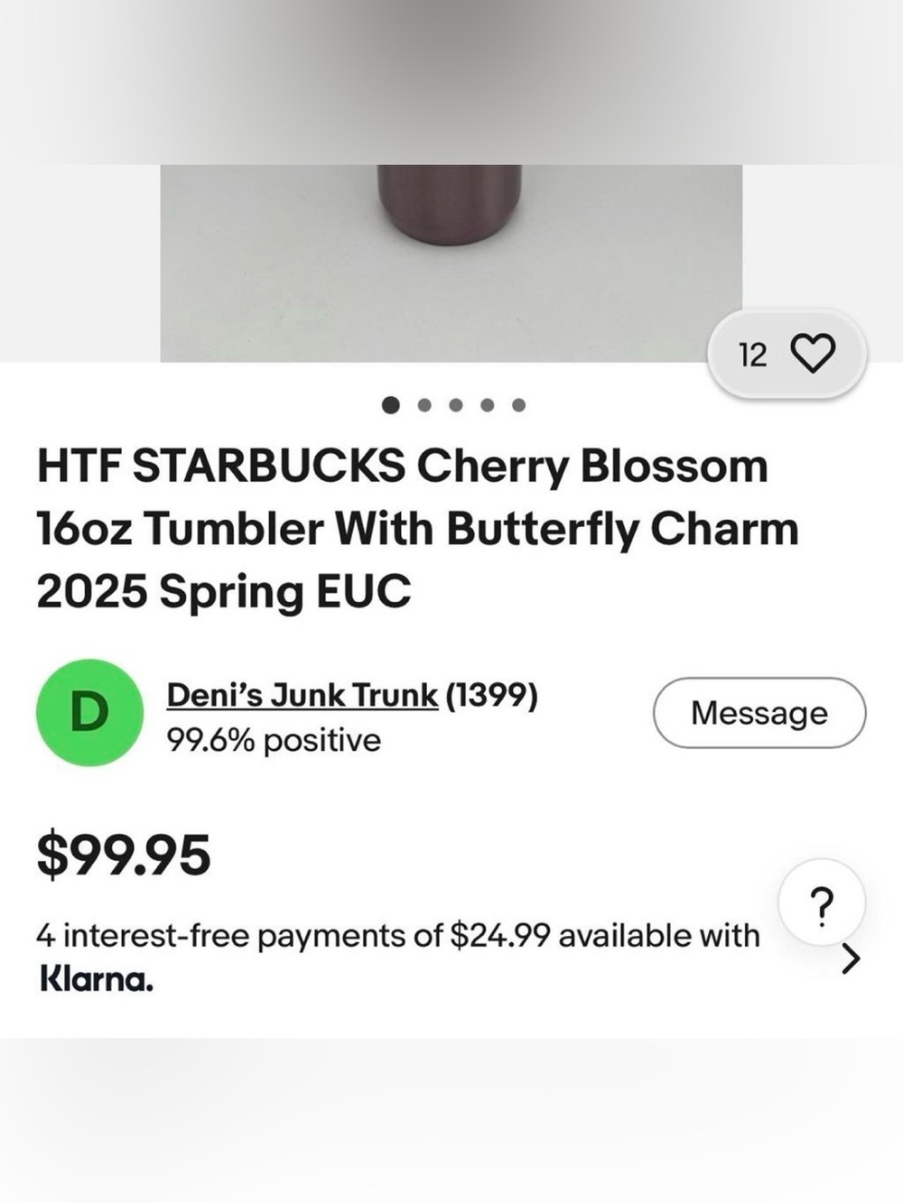 Limited Edition 2025 Starbucks Cherry Blossom Pink Butterfly Tumbler 16oz - Picture 7 of 7